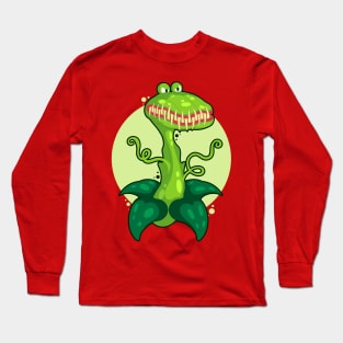 Flytrap Cartoon Illustration Crocodile Long Sleeve T-Shirt